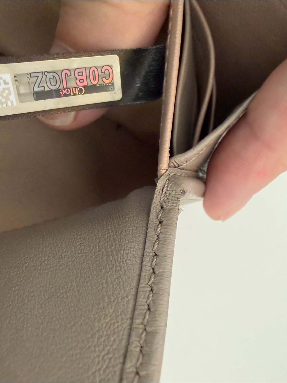 Chloé Alphabet Long Flap Taupe/Gray Leather Wallet with Gold Disc - Picture 7 of 8